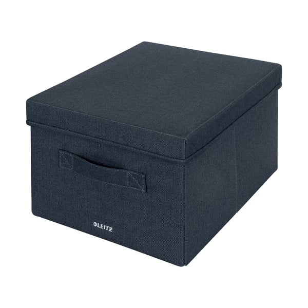 Tmavě šedé látkové úložné boxy v sadě 2 ks s víkem 28.5x38x20 cm – Leitz