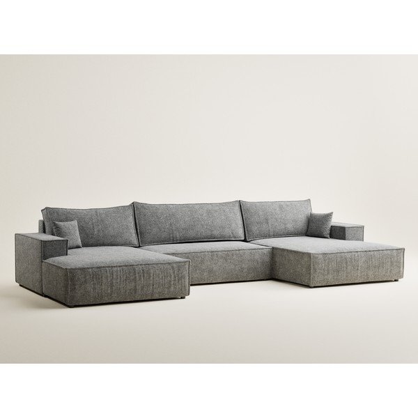 Šedá žinylková rozkládací/s úložným prostorem rohová pohovka (do "U") Kyoto – Maison de Rêve-image-2