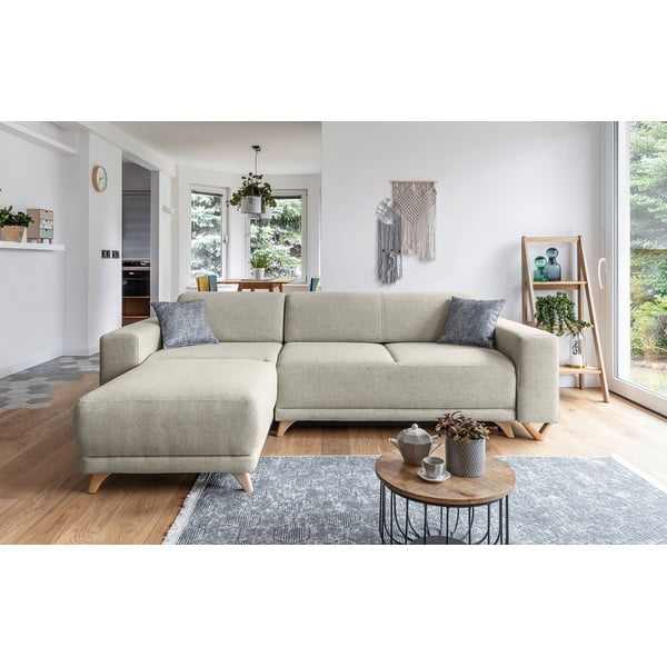 Béžová rozkládací/s úložným prostorem rohová pohovka Classy Sophie – Miuform-image-1