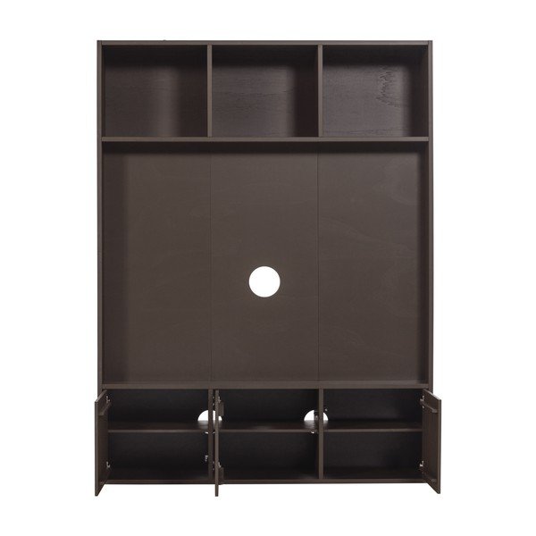 Tmavě hnědá TV sestava z borovicového dřeva 160x215x40 cm Meggy – WOOOD-image-3