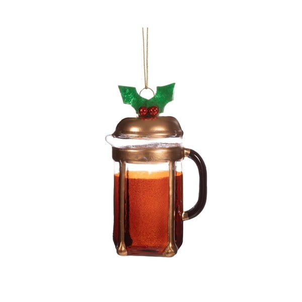 Skleněná ručně vyrobená vánoční ozdoba ø 5,5 cm Christmas Cafetiere – Sass & Belle