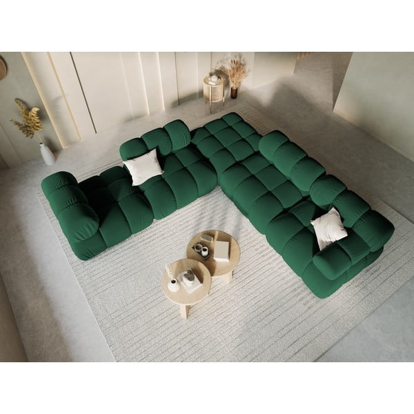 Zelený sametový modul pohovky (pravý roh) Bellis – Micadoni Home-image-1
