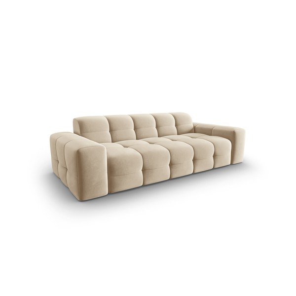 Béžová sametová pohovka 222 cm Kendal – Micadoni Home-image-3