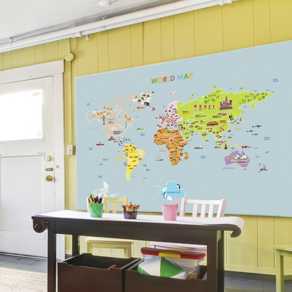 Dětská samolepka na zeď 120x150 cm Giant World Map – Ambiance-image-4