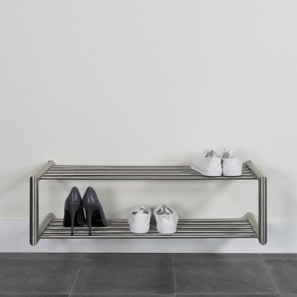 Kovový závěsný botník ve stříbrné barvě 80x23x33,5 cm Soenz – Spinder Design-image-3