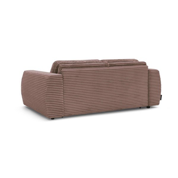 Růžová manšestrová pohovka na každodenní spaní/rozkládací 240 cm Hugo – Bobochic Paris-image-4