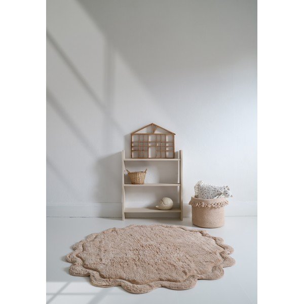 Světle růžový pratelný ručně tkaný bavlněný kulatý koberec ø 110 cm Sweet April Nude – Nattiot-image-2