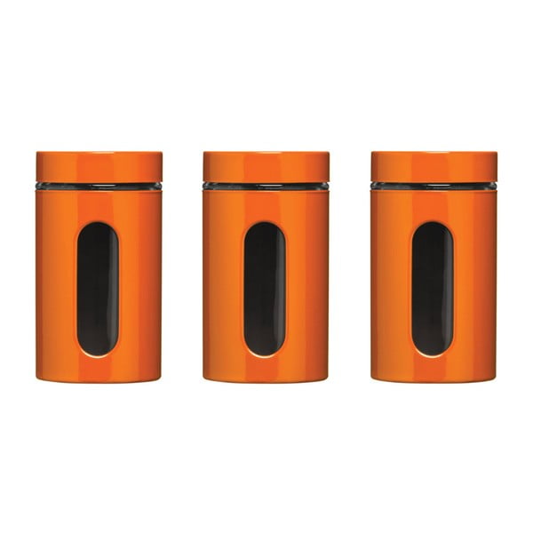 Sada 3 oranžových dóz s víky Premier Housewares Orange Jars