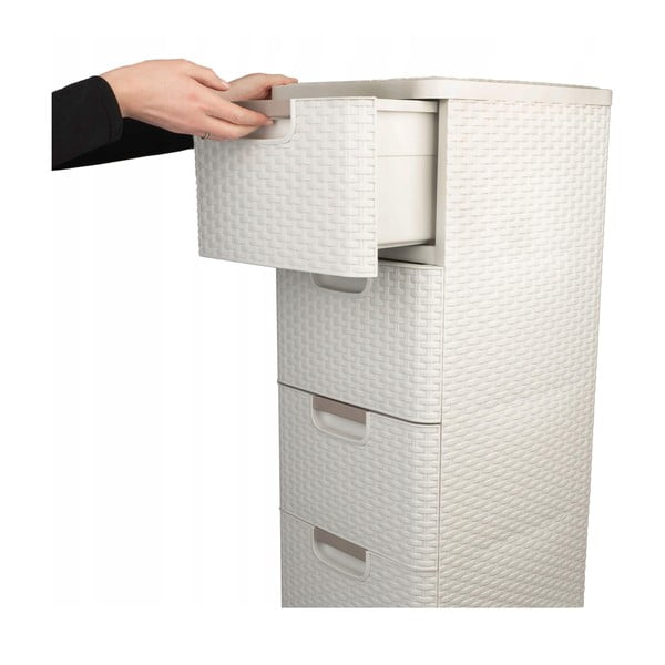 Krémová plastová vysoká koupelnová skříňka 33x79 cm Rattan – Curver-image-1