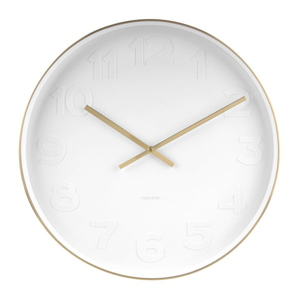 Bílé nástěnné hodiny s detaily ve zlaté barvě Karlsson Mr. White, ⌀ 51 cm