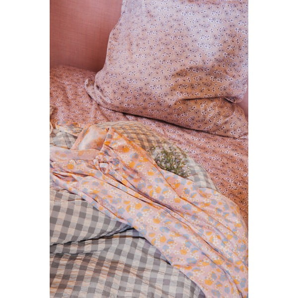 Šedo-béžové prodloužené krepové povlečení na dvoulůžko 200x220 cm Bæk&Bølge – JUNA-image-3