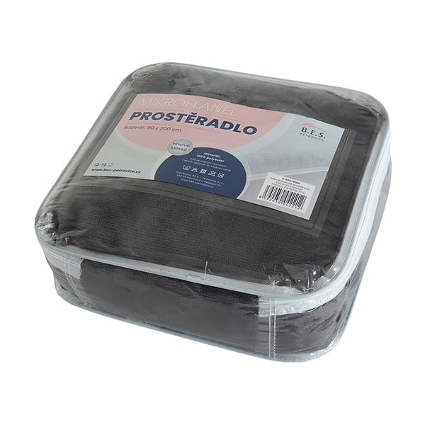 Tmavě šedé prostěradlo z mikroflanelu 180x200 cm Exclusive – B.E.S.-image-1