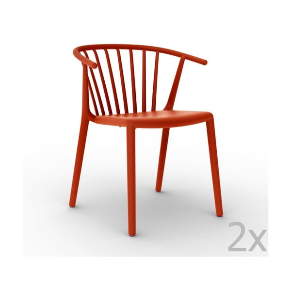 Sada 2 červených  zahradních židlí Resol Woody