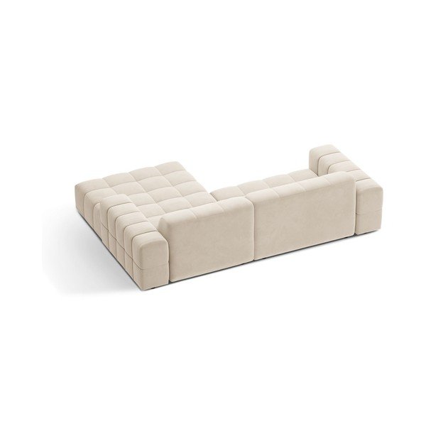 Krémová sametová rohová pohovka (pravý roh/s lenoškou) Chicago – Cosmopolitan Design-image-2