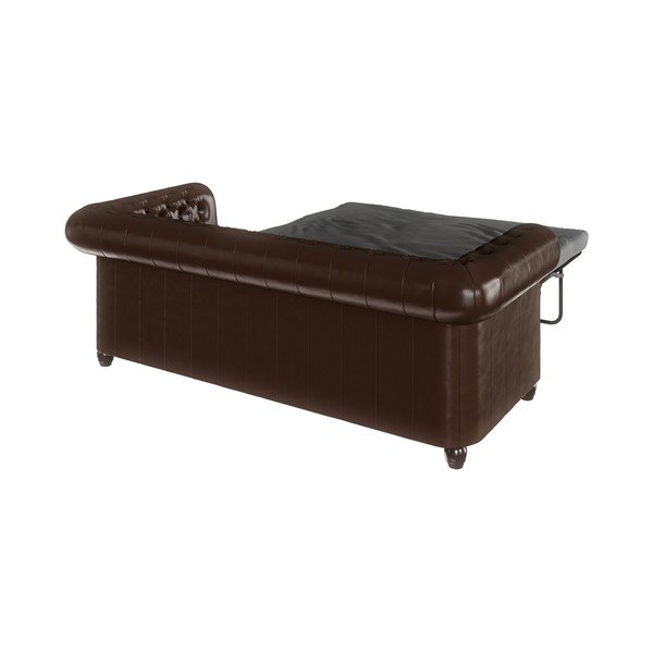 Tmavě hnědá rozkládací pohovka z imitace kůže 203 cm York – Ropez-image-4