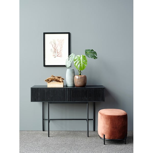 Černý konzolový stolek z dubového dřeva a kovovými nohami Canett Oxford, délka 120 cm-image-3