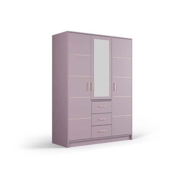 Růžová šatní skříň se zrcadlem 147x200 cm Burren - Cosmopolitan Design-image-2