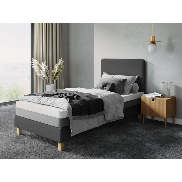 Tmavě šedá čalouněná jednolůžková postel s roštem 90x200 cm Lotus – Cosmopolitan Design-image-4