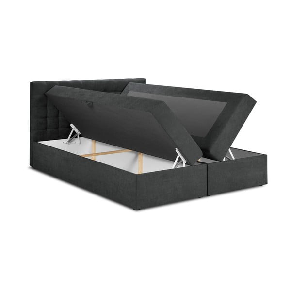 Tmavě šedá boxspring postel s úložným prostorem 180x200 cm Jade – Mazzini Beds-image-3