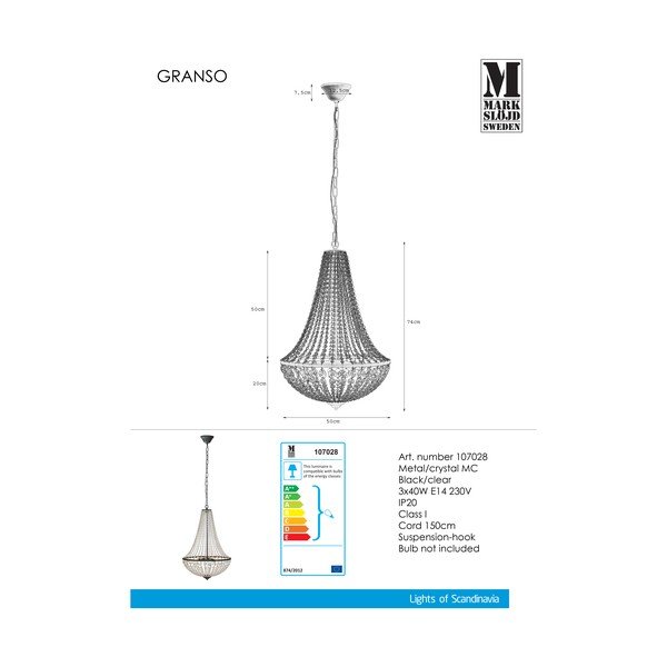 Černé závěsné svítidlo Markslöjd Granso, ⌀ 50 cm-image-2