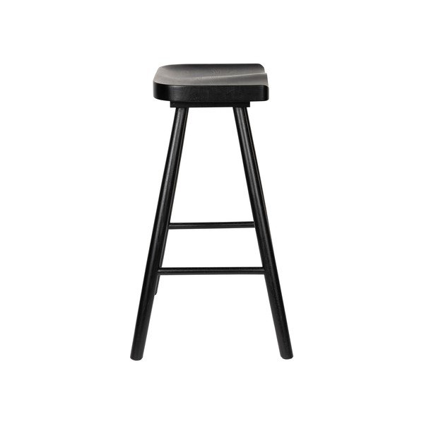 Černá barová stolička z dubového dřeva (výška sedáku 65,5 cm) Vander – White Label-image-3