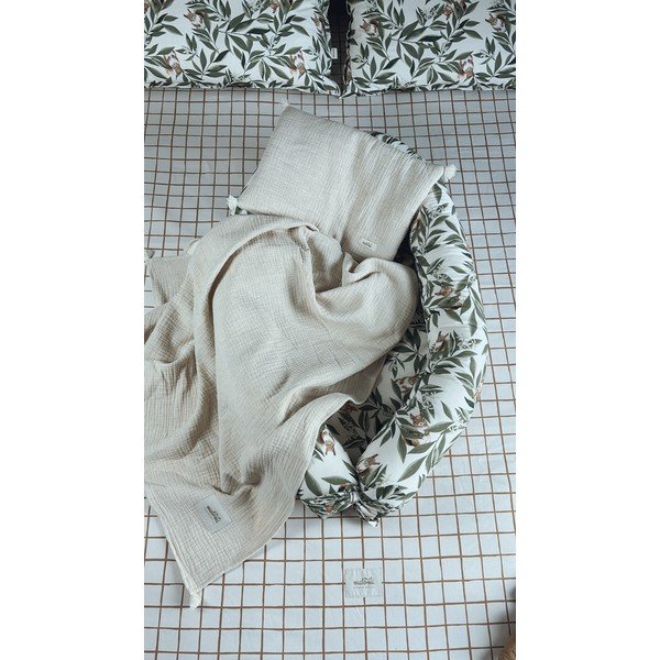 Krémová mušelínová dětská deka a polštář v sadě 100x130 cm Muslin Linen – Malomi Kids-image-1