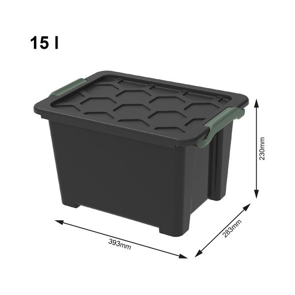 Leskle černý plastový úložný box s víkem Evo  Safe - Rotho-image-1