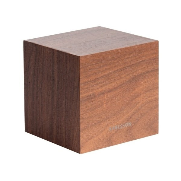 Budík v dřevěném dekoru Karlsson Mini Cube, 8 x 8 cm-image-3