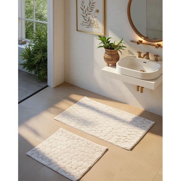 Krémové koupelnové předložky v sadě 2 ks 60x100 cm Rabbit – Foutastic-image-1