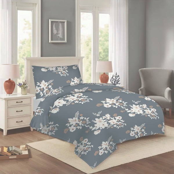 Šedé bavlněné povlečení na jednolůžko 140x200 cm Korin – Cotton House