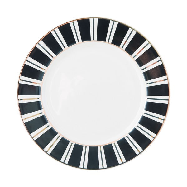 Keramický talíř s černobílým okrajem Miss Étoile Stripes, ø 25,5 cm