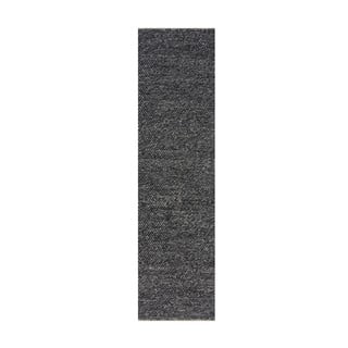 Tmavě šedý vlněný běhoun Flair Rugs Minerals, 60 x 230 cm