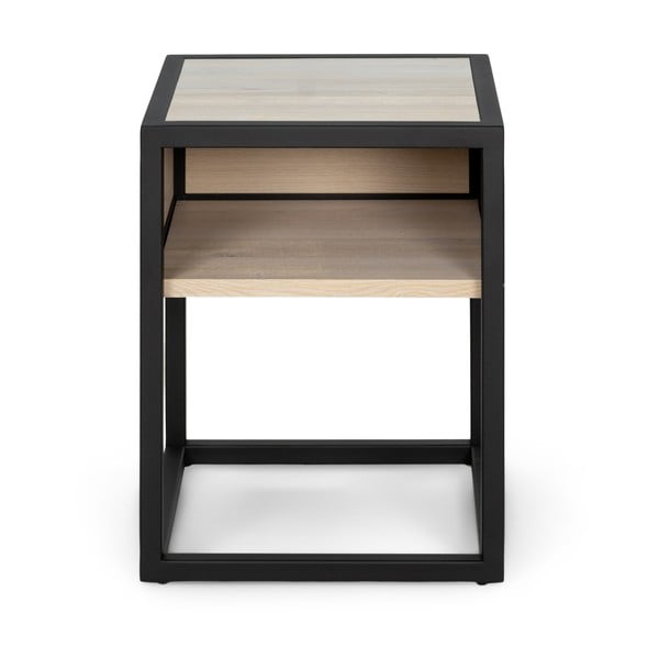 Černý/v přírodní barvě noční stolek s deskou z dubového dřeva s poličkami Diva – Spinder Design