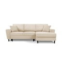 Béžová manšestrová rozkládací rohová pohovka Micadoni Home Moghan, pravý roh