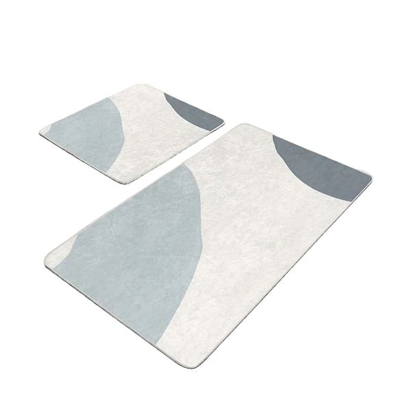 Šedo-krémové sametové koupelnové předložky v sadě 2 ks 60x100 cm Abstract Shapes – Mila Home