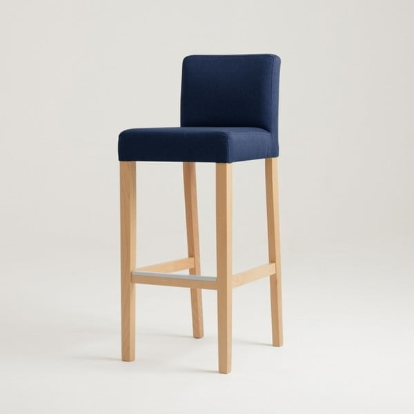 Tmavě modrá barová židle s bukovými nohami Wilton 87
