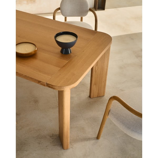 Rozkládací jídelní stůl s deskou v dubovém dekoru v přírodní barvě 100x200 cm Jondal – Kave Home-image-2