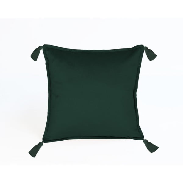 Tmavě zelený sametový polštář Velvet Atelier Borlas, 45 x 45 cm