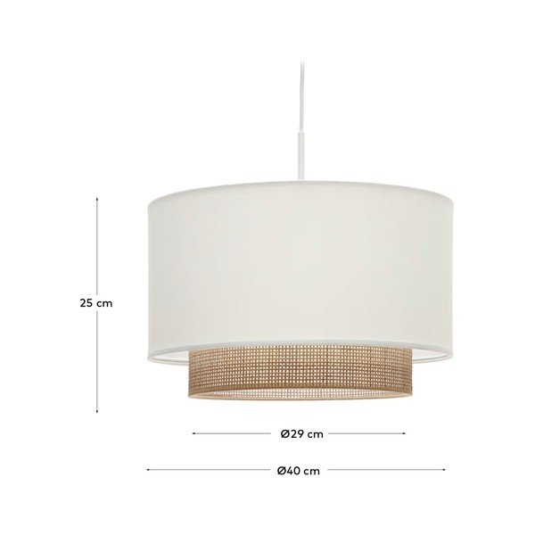 Látkové stínidlo v bílo-přírodní barvě ø 40 cm Erna – Kave Home-image-4