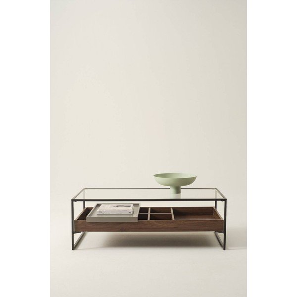 Konferenční stolek se skleněnou deskou v tmavě přírodní barvě 60x120 cm Sveg – Jotex-image-2