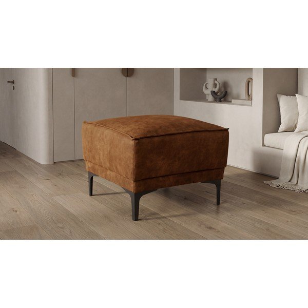 Koňakově hnědý taburet z imitace kůže Copenhagen – Scandic-image-4