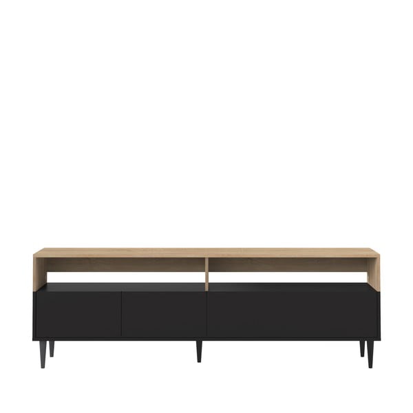 Černý TV stolek v dekoru dubu 180x61 cm Horizon - TemaHome
