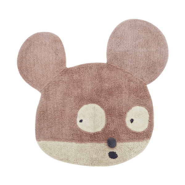 Světle hnědý pratelný ručně tkaný vlněný dětský koberec 120x120 cm Miss Mighty Mouse – Lorena Canals