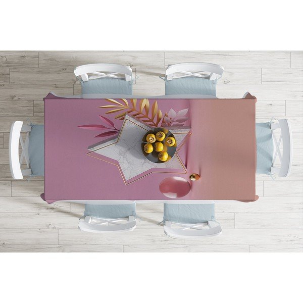 Ubrus s příměsí bavlny Minimalist Cushion Covers Pink Star, 140 x 180 cm-image-1