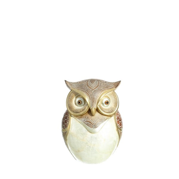 Bílozlatá dekorativní soška sovy Owl