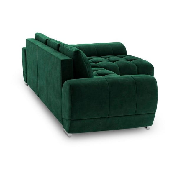 Lahvově zelená rozkládací rohová pohovka se sametovým potahem Windsor & Co Sofas Nuage, pravý roh-image-3