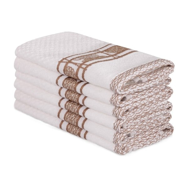 Sada 6 béžových bavlněných ručníků Beyaz Lucmeno, 30 x 50 cm