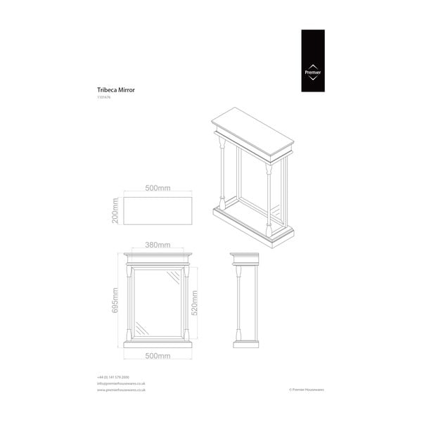 Nástěnné zrcadlo s dřevěným rámem 50x70 cm Tribeca – Premier Housewares-image-2