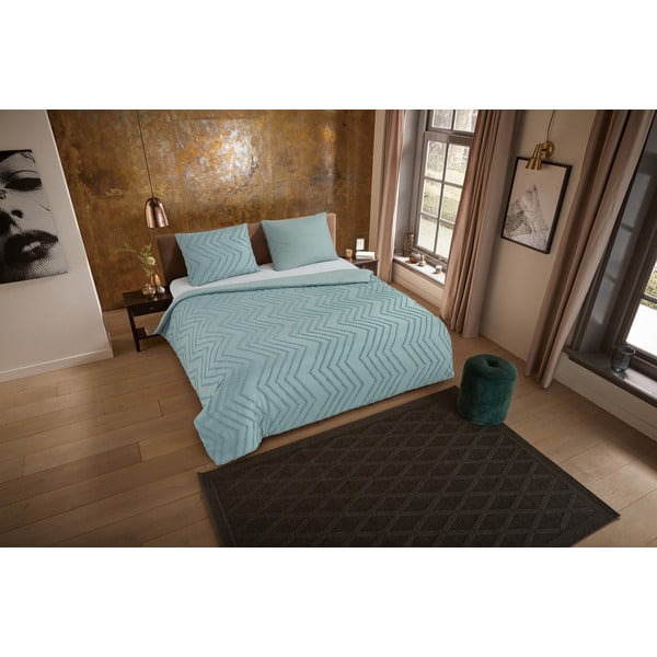 Světle zelené prodloužené povlečení na jednolůžko z mikrovlákna 140x220 cm Pure Zigzag – Good Morning-image-3