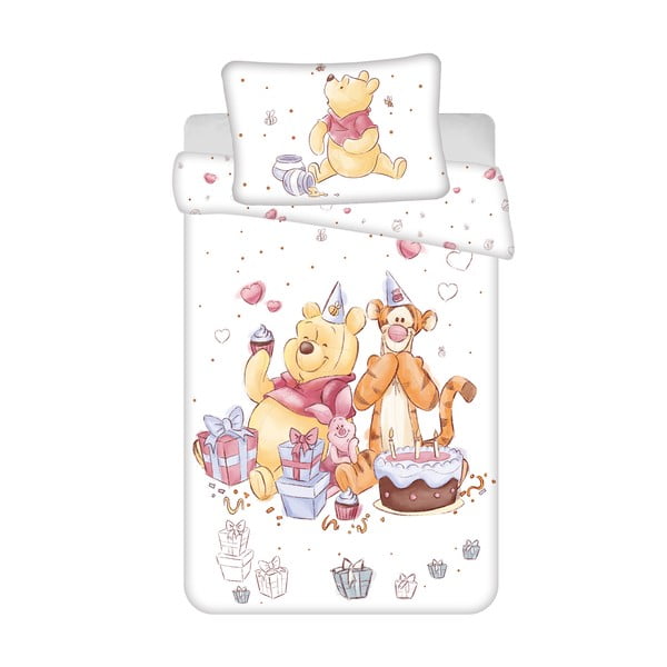 Bílé bavlněné dětské povlečení do postýlky 100x135 cm WTP "Birthday party" – Jerry Fabrics